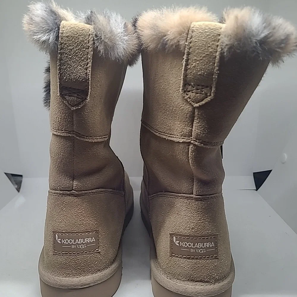 Koolaburra by UGG Victoria Short Boots Woman Size 8 Tan Leopard Faux Fur 1136011